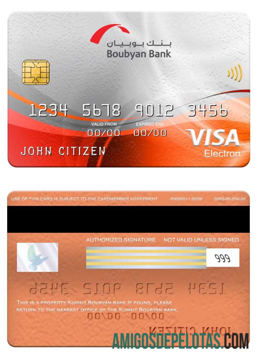 Kuwait Boubyan Bank Visa Electron Card example